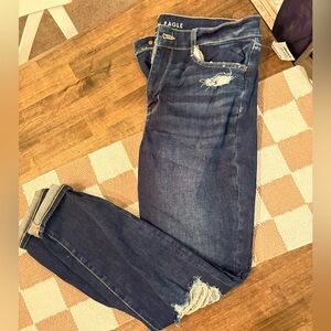 American Eagle Outfitters Dark Blue Distressed Skinny Jeans